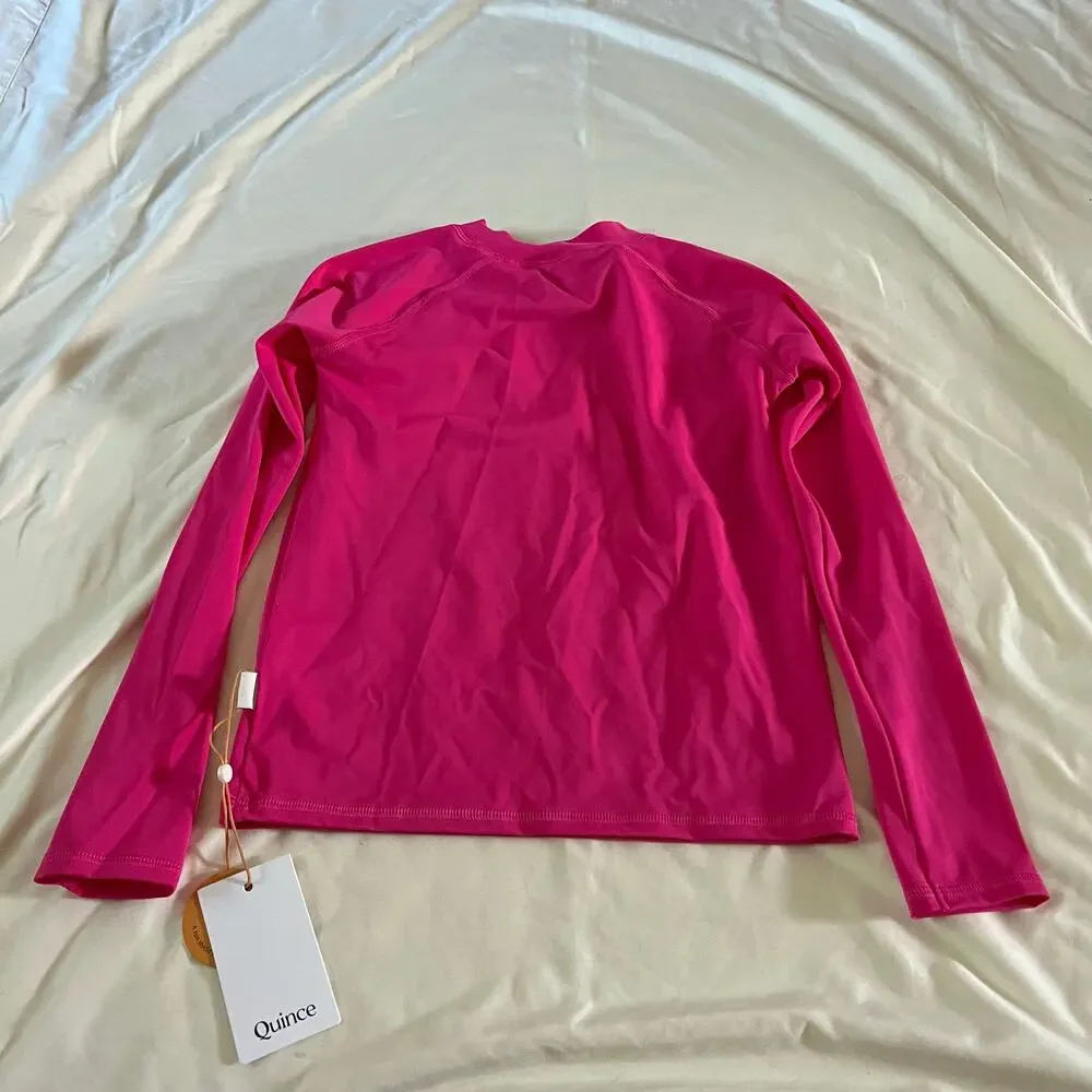 NWT Quince Pink Long Sleeve UPF 50 Rash Guard Sz 8T Swim Bathing Suit